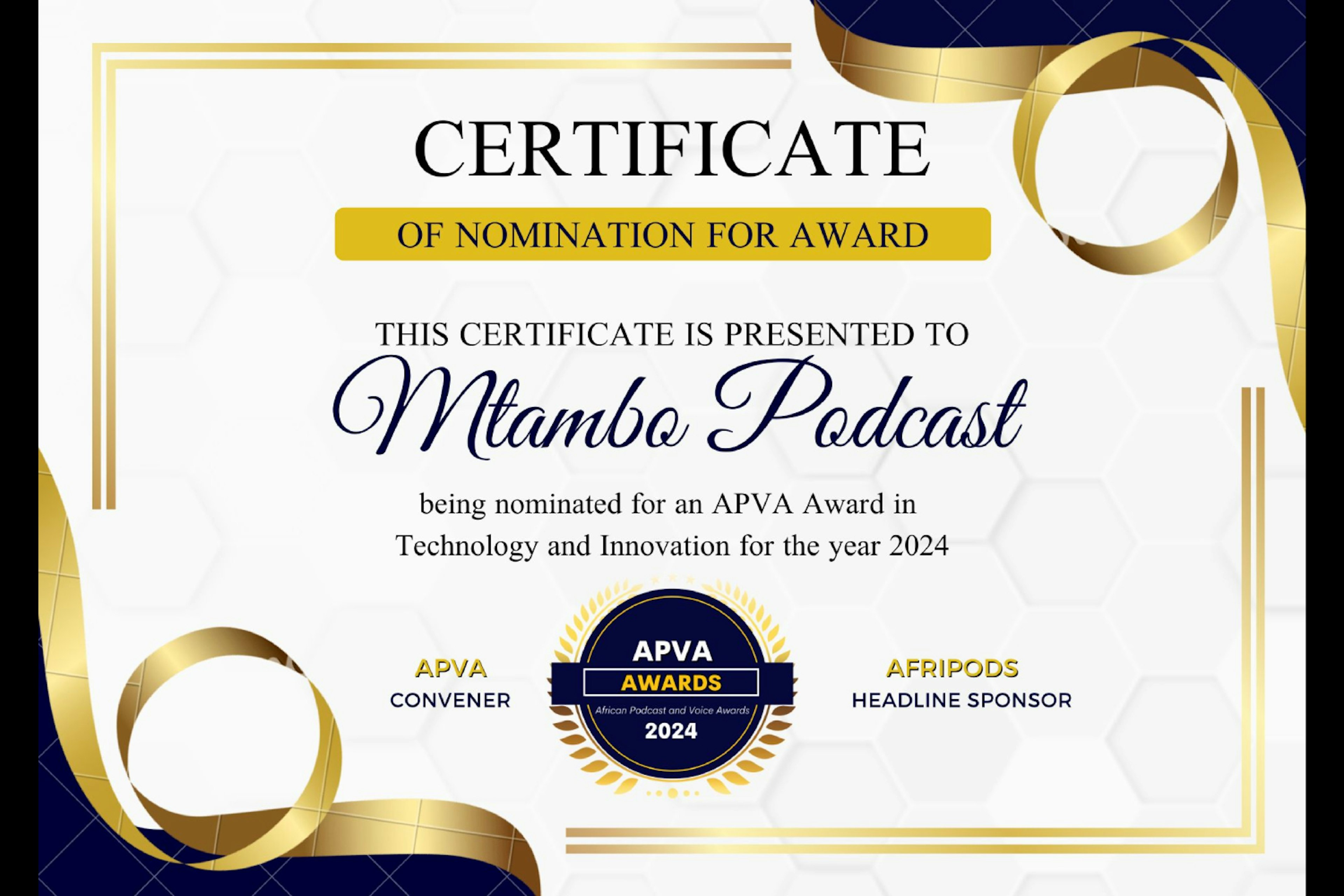 Mtambo Podcast APVA Nomination